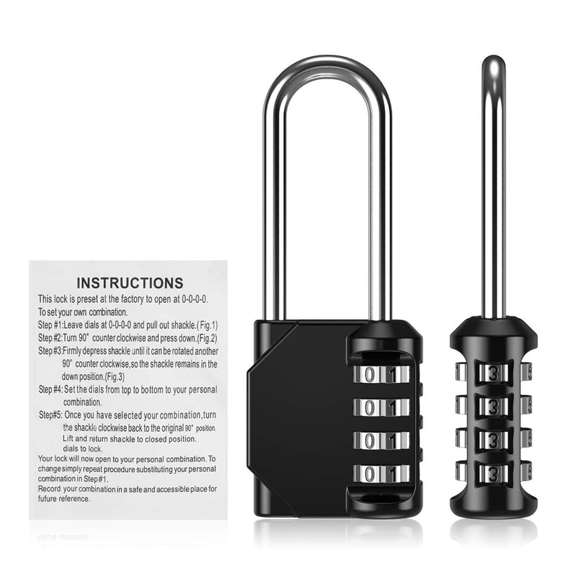 [AUSTRALIA] - ORIA 4 Digit Combination Lock, Combination Padlock, Waterproof Resettable Lock for School, Toolbox, Outdoor Fence, Hasp Cabinet and Storage (2 Pack) 4.5 IN