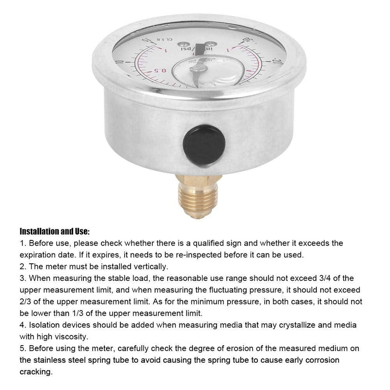  [AUSTRALIA] - Dual Scale Pressure Gauge 1/4 BSP Back Mount Pressure Gauge Radial Oil Filled Vacuum Pressure Gauge