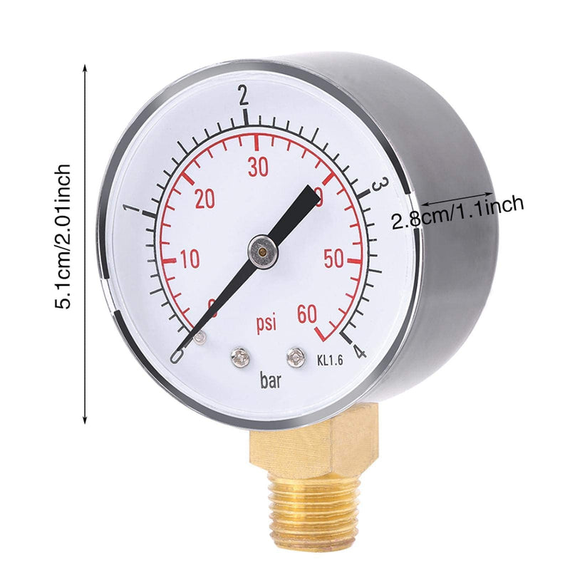  [AUSTRALIA] - Pressure gauge, pressure tester 0-4 bar/0-60 psi 1/4 inch NPT hydraulic pressure gauge for air, water, oil, air and other materials