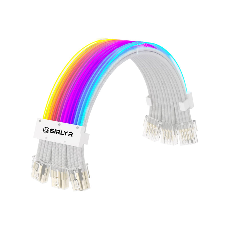  [AUSTRALIA] - Sirlyr RGB PSU Cables,Full White ARGB GPU Power Supply Cable 3 * 8(6+2) Pin,Strimer Extension Cable Kit 5V 3Pin Synchronized,Customed White PC Chassis (Transparent Connector) 3*8Pin Strip Style Transparent Connector