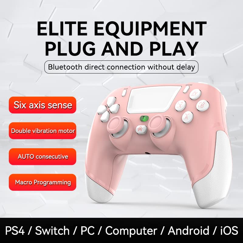  [AUSTRALIA] - RALAN Pink Wireless Controller Compatible with Playstation 4/Pro/Slim/PS3/IOS/Nintendo Switch/PC PS4 Dualshock 4 Gamepad with Headphone Jack and Touch Pad