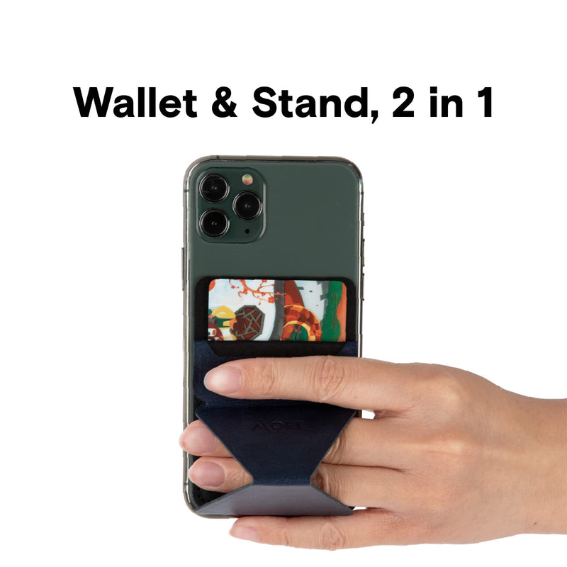  [AUSTRALIA] - MOFT Cell Phone Stand with 2 Viewing Angles for Andriod, iPhone and All Smartphones, Repositionable, Residue-Free 3-in-1 Adhesive Wallet Stand(Navy Blue) Navy Blue