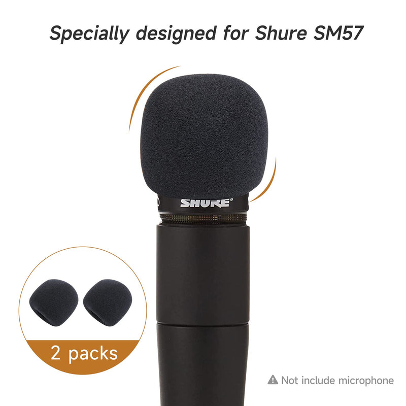  [AUSTRALIA] - SM57 Pop Filter - Mic Windscreen Wind Cover Compatible with Shure SM57-LC Microphone Black Noise Cancellation Windsock Cover 2 Pack by WIBOND