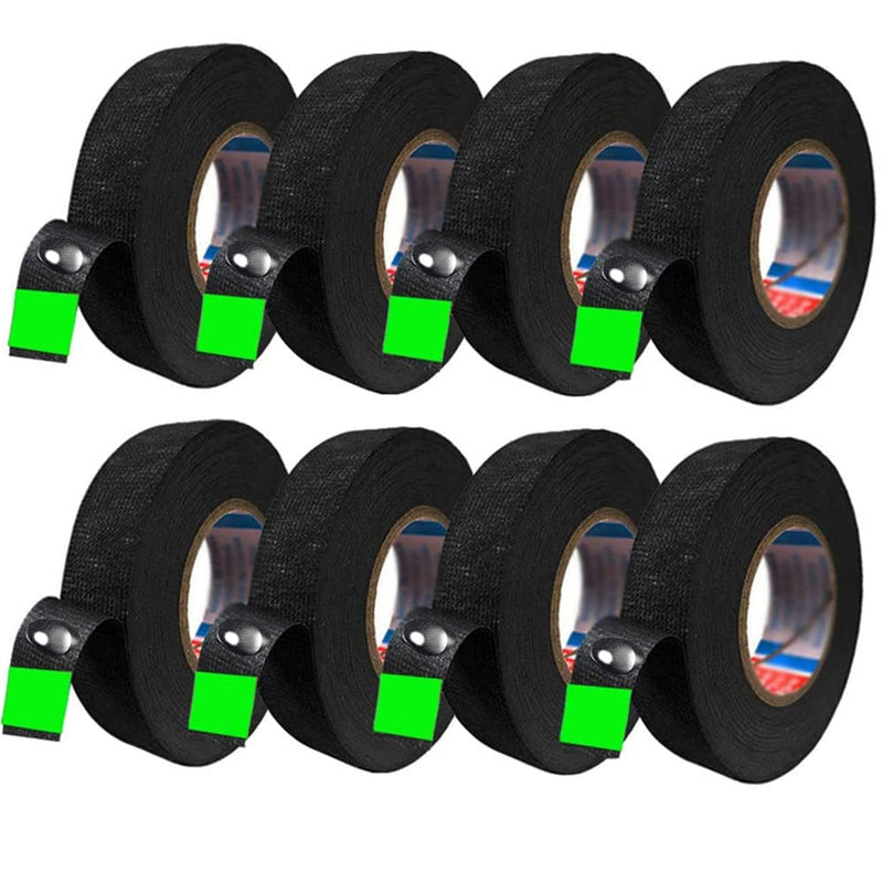  [AUSTRALIA] - Seigun,8 Rolls Wire Loom Harness Tape, High Adhesive Force Wiring Harness,Black Adhesive Fabric Tape, Automobile Electrical Wire harnessing Noise Dampening Heat Proof （15 mm X 15m