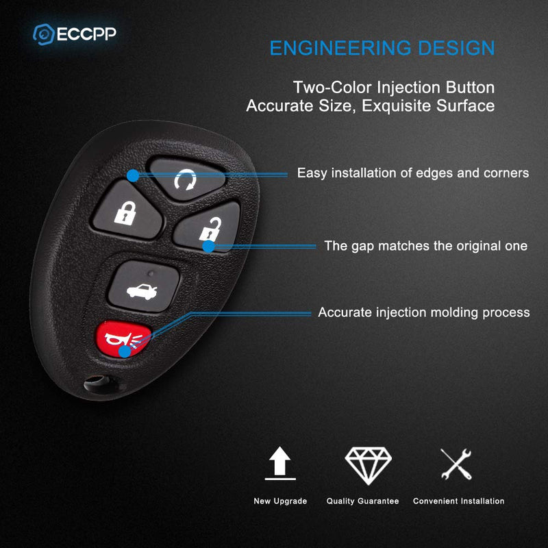  [AUSTRALIA] - ECCPP Replacement fit for Uncut Keyless Entry Remote Control Car Key Fob Shell Case Buick Lacrosse/Chevrolet Cobalt Malibu/Pontiac G5 G6 Grand Prix KOBGT04A (Pack of 1) X 1pc