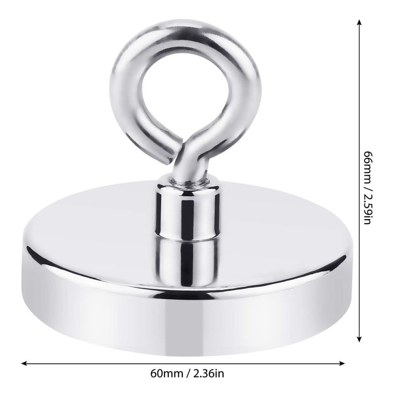 FINDMAG 2.36’’ Fishing Magnets, 500 LBS Pulling Force Neodymium Rare Earth Magnet with Lifting Eye-Bolt, Super Strong Round Magnet for Retrieving Items in Lake, Beach, Lawn and New House. 2.36'' - LeoForward Australia