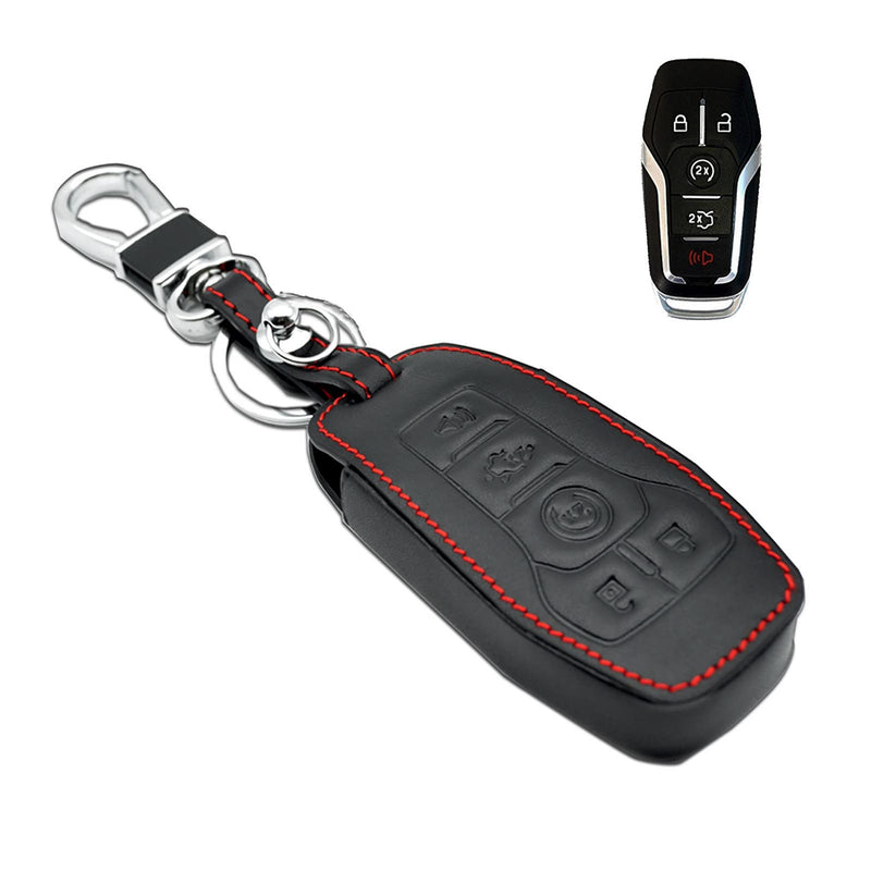  [AUSTRALIA] - Compatible with fit for 2015 2016 Ford Mustang F-150 F-450 F-550 MKZ MKC MKX Leather Keyless Entry Remote Control Key Fob Cover Case Protector, M3N-A2C31243300