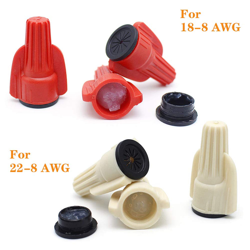 20Pack Winged Waterproof Electrical Wire Connectors Outdoor Wire Caps Nuts Assortment, 22AWG-8 AWG, Red/Apricot 20MIX-Red/Apricot - LeoForward Australia