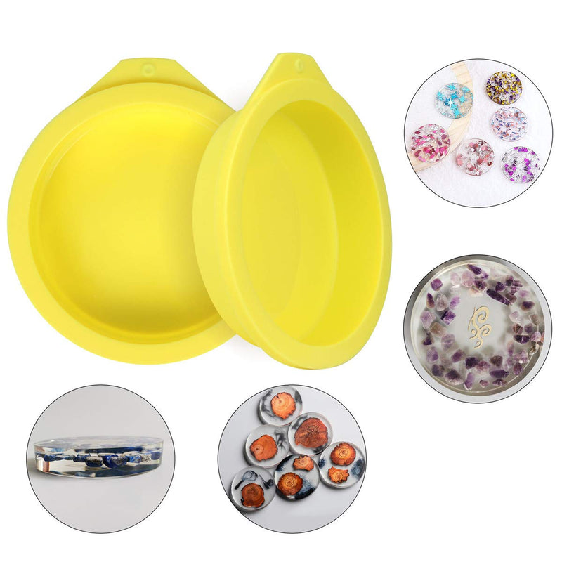  [AUSTRALIA] - Silicone Cake Molds 4 Inch Round Cake Pans DIY Rainbow Layer Cakes Baking Mold Silicone Baking Pan Set for Cake Pancake Taco Shell Pizza Crust Omelet Frittata and Resin Craft, Set of 6, Yellow