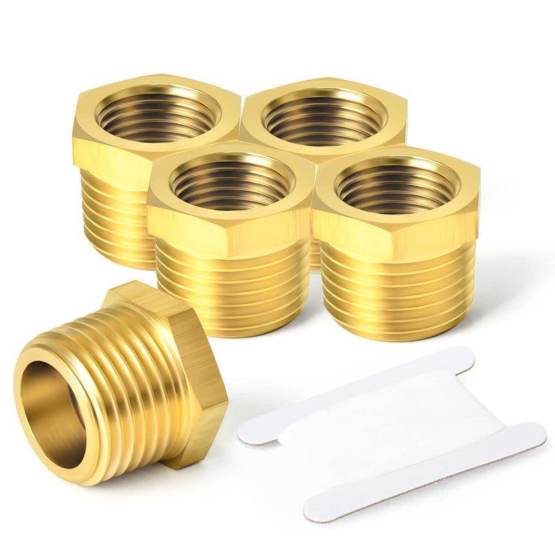  [AUSTRALIA] - TAISHER 2PCS Brass Reducer Hex Bushing Threaded Pipe Fitting 3/4" NPT Male x 1/2" NPT Female Adapter 3/4" MNPT x 1/2" FNPT 2