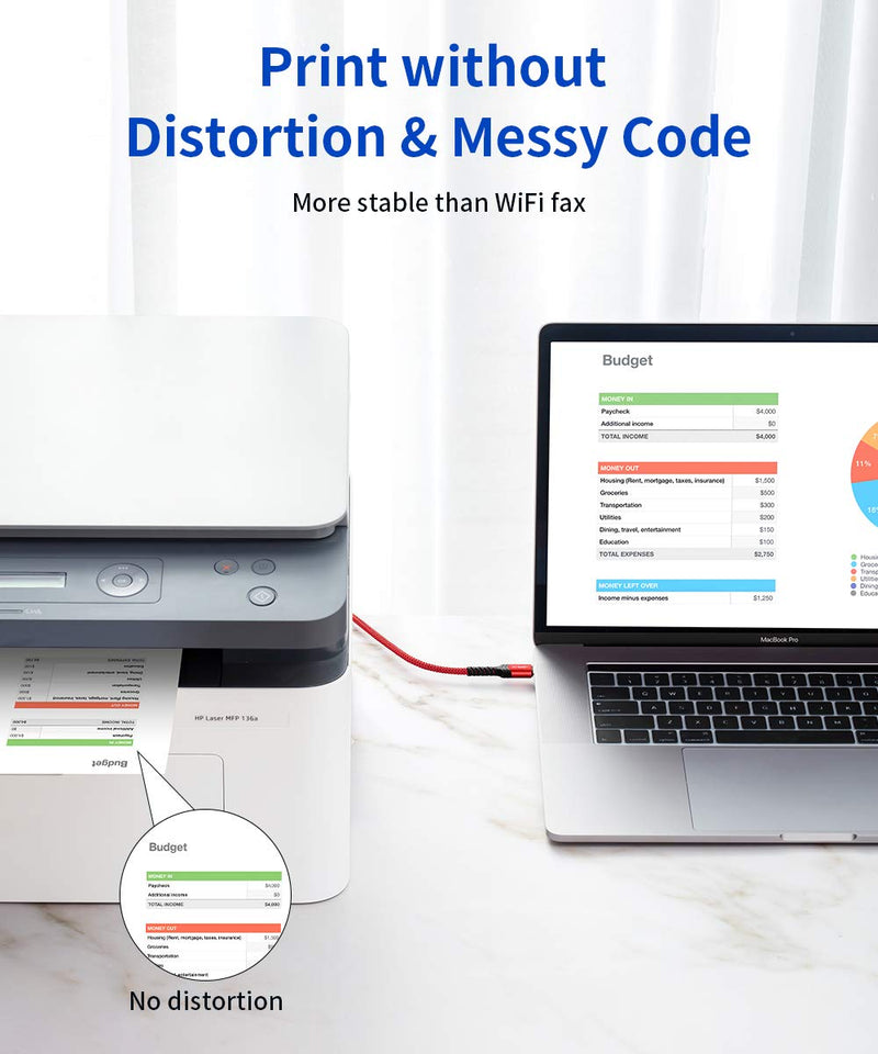  [AUSTRALIA] - JSAUX USB B to USB C Printer Cable 10ft, USB C to USB B Printer Cable Nylon Braided, USB C MIDI Cable Compatible for MacBook Pro, HP, Epson, Canon, Brother, Lexmark, Xerox Printers and Scanner-Red red