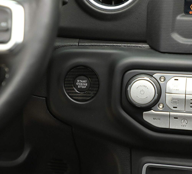RT-TCZ Engine Start Stop Sticker Emblem Push to Start Button Badge Start Button Trim ABS Cover for Jeep 2018-2020 JL Gladiator JT Carbon Fiber for Jeep Wrangler Accessories - LeoForward Australia