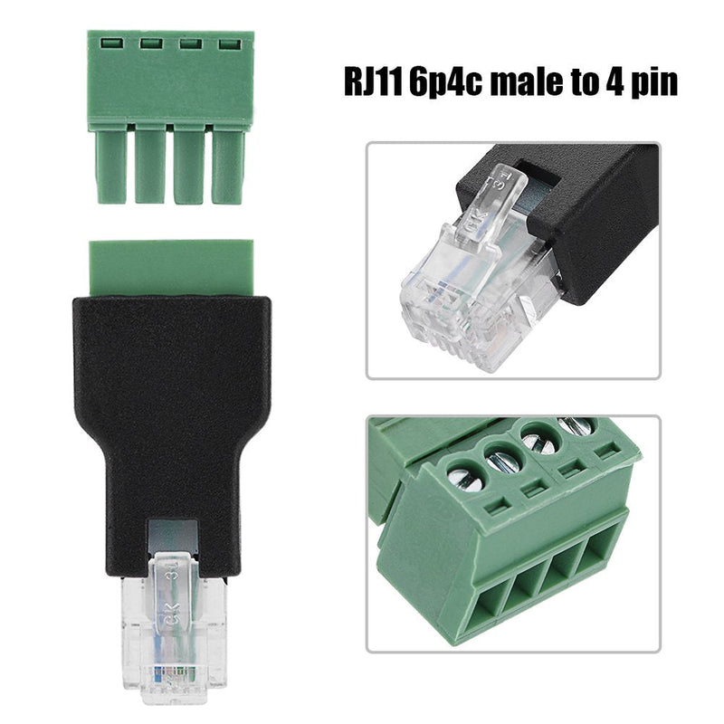  [AUSTRALIA] - Screw Terminal Adaptor Ethernet Connector RJ11 6P4C Male to 4 Pin AV Screw Terminal Connector (20 Pack) 20 Pack