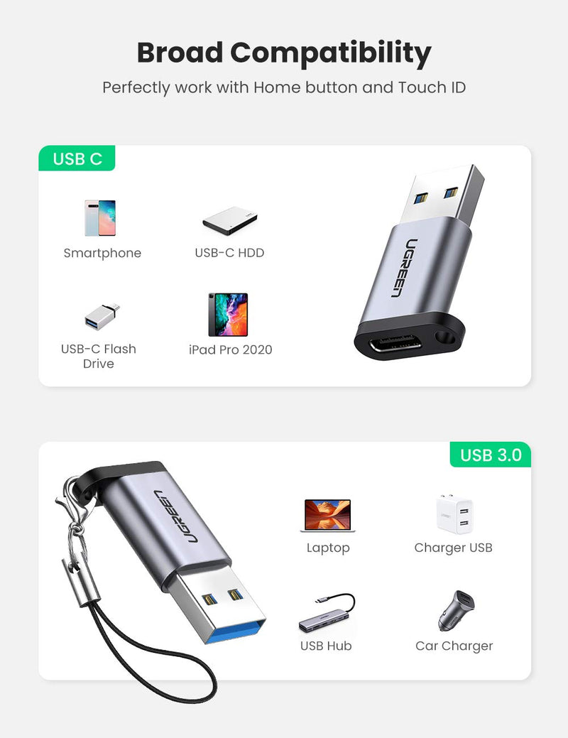 UGREEN USB C to USB 3.0 Adapter USB C Female to USB Male Adapter USB C 3.1 Adapter 5Gbps Compatible with MacBook Pro 2018/2017 iPad Pro 2020/2018 Galaxy Note20 Ultra Laptops Chargers and More - LeoForward Australia