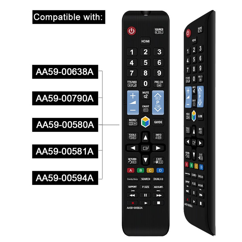 Gvirtue Remote Control Compatible Replacement for Samsung AA59-00582A Remote, Applicable AA59-00638A AA59-00790A AA59-00580A AA59-00581A AA59-00594A (Smart TV/ HDTV /LCD/ LED/ TV) - LeoForward Australia