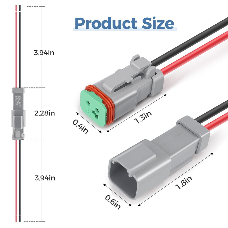  [AUSTRALIA] - 6 Kit Deutsch DT 2 pin Grey Male Female Wiring Harness Deutsch Pigtail 2 Wire Way Waterproof Automotive Electrical Connector 16 AWG with Heat Shrink Tubing Grey 2Pin wiring 6Set