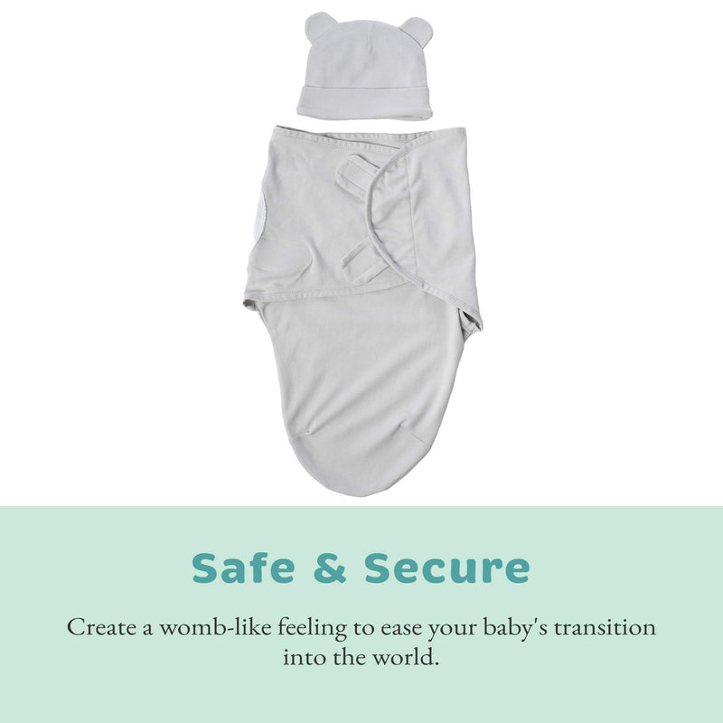 [AUSTRALIA] - Cuddle Club Baby 100% Cotton Swaddle - Infant Adjustable Newborn Blanket Wrap Small Bear - Grey