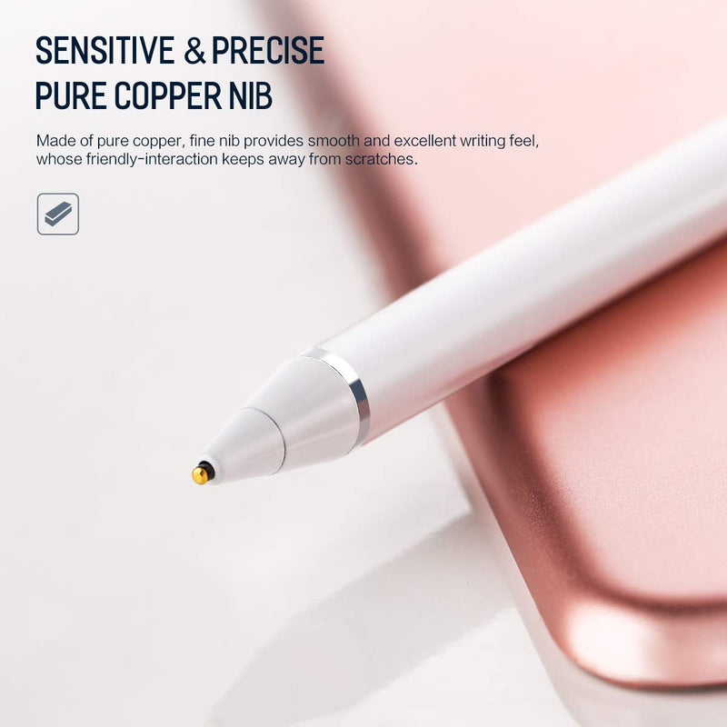 AICase Active Stylus Pen 1.45mm High Precision and Sensitivity Point Capacitive Stylus Compatible for Phone iPad Pro iPad Air 2 Tablets, Work at iOS and Android Capacitive Touchscreen White - LeoForward Australia