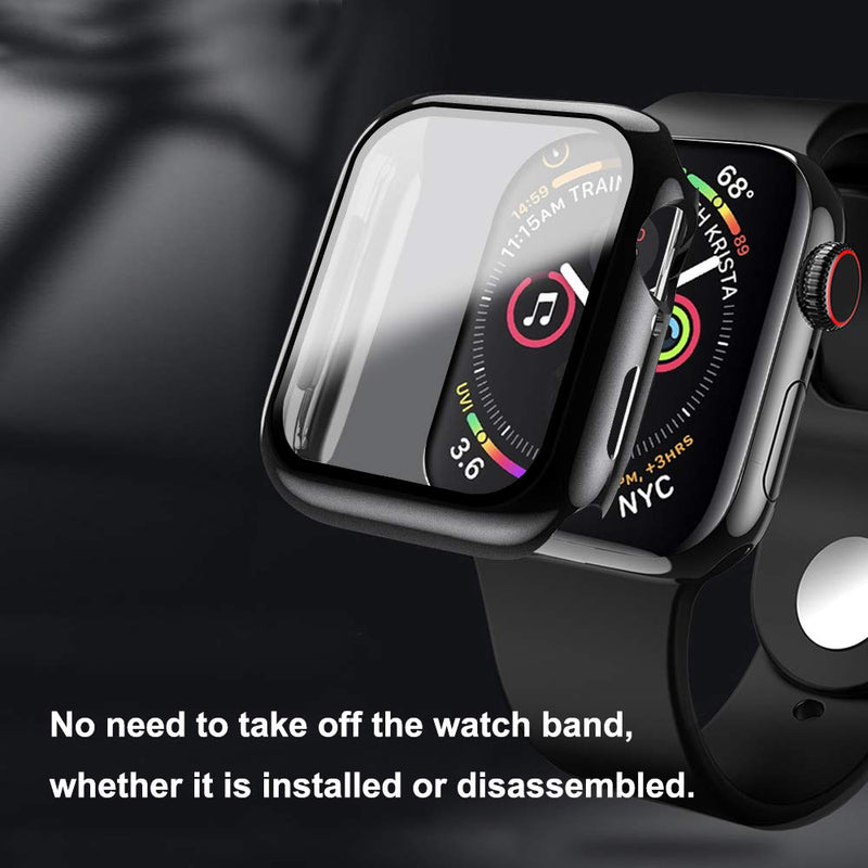 baozai Compatible with Apple Watch 42mm Case with Built-in Tempered Glass Screen Protector, Full Coverage Hard iWatch Case for Series 3/2/1, Black, 42mm Series 3/2/1 - LeoForward Australia