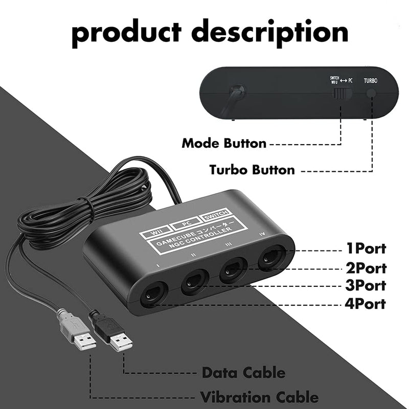  [AUSTRALIA] - ClouDream Gamecube Adapter for Switch Gamecube Controller Adapter Wii U PC and Switch, Super Smash Bros Choice Adapter Game Cube Plug and Play