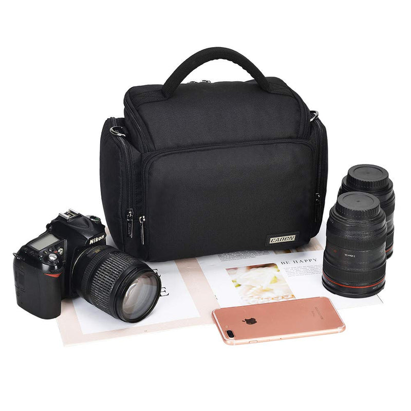 CADeN Camera Shoulder Crossbody Bag Case Compatible for Nikon, Canon, Sony SLR/DSLR Mirrorless Cameras and Lenses Waterproof Black Large - LeoForward Australia