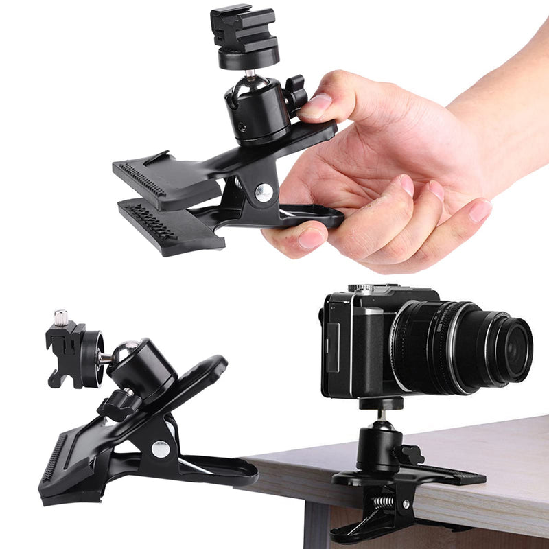  [AUSTRALIA] - Oumij Cell Phone Holder Clip Metal Photo Studio Backdrop Clamp Ball Head Cold Shoe Bracket with 1/4 Thread