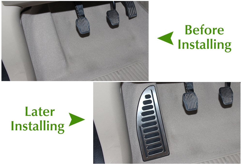  [AUSTRALIA] - VCiiC Stainless Steel Non-Slip Rubber Footrest Foot Rest Pedal Cover Pad with Adhesive for Ford Focus ST Fiesta Mondeo Fusion Kuga Escape Mustang SMAX