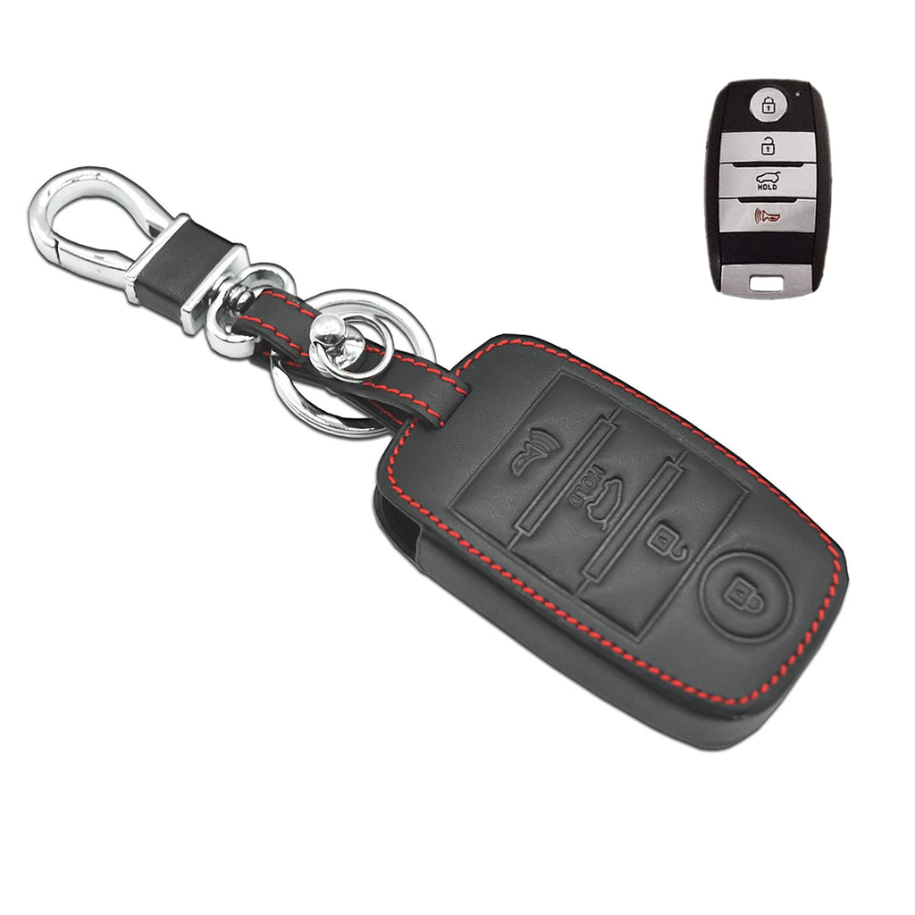  [AUSTRALIA] - MECHCOS Compatible with Fit for 4buttons Kia K3 K5 Cerato Forte Sorento Rio Rio5 Optima Leather Smart Keyless Entry Remote Control Key Fob Cover Pouch Bag Jacket Case Protector Shell