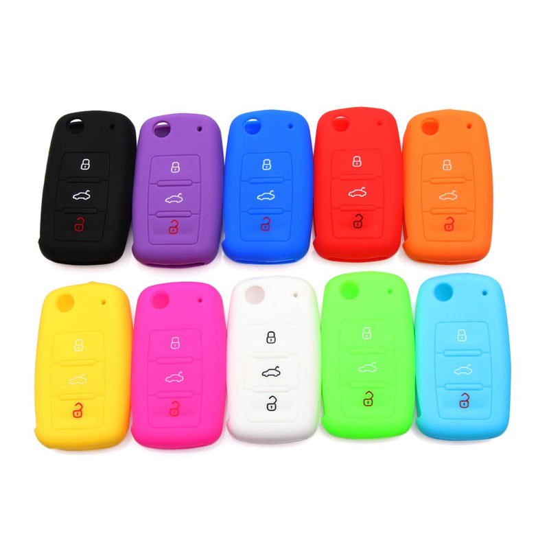  [AUSTRALIA] - AndyGo Protective Silicone Key Cover Keyless Entry Remote Fob Shell Fit for VW Volkswagen 3 Button White