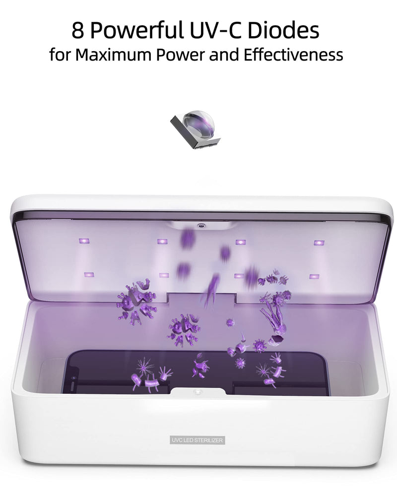 UV Light Sanitizer, Phone Sanitizer UV Box | UV Sterilizer Box for Smartphone | Clinically Proven Kills Germs Viruses & Bacteria UV-C Light Disinfector 2021 New Gift for Family Men white1 - LeoForward Australia