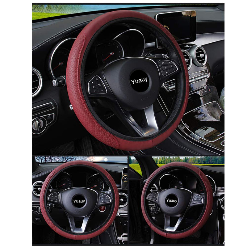  [AUSTRALIA] - Yuauy Microfiber Leather Steering Wheel Covers Anti-Slip Universal Car Steering Wheel Cover