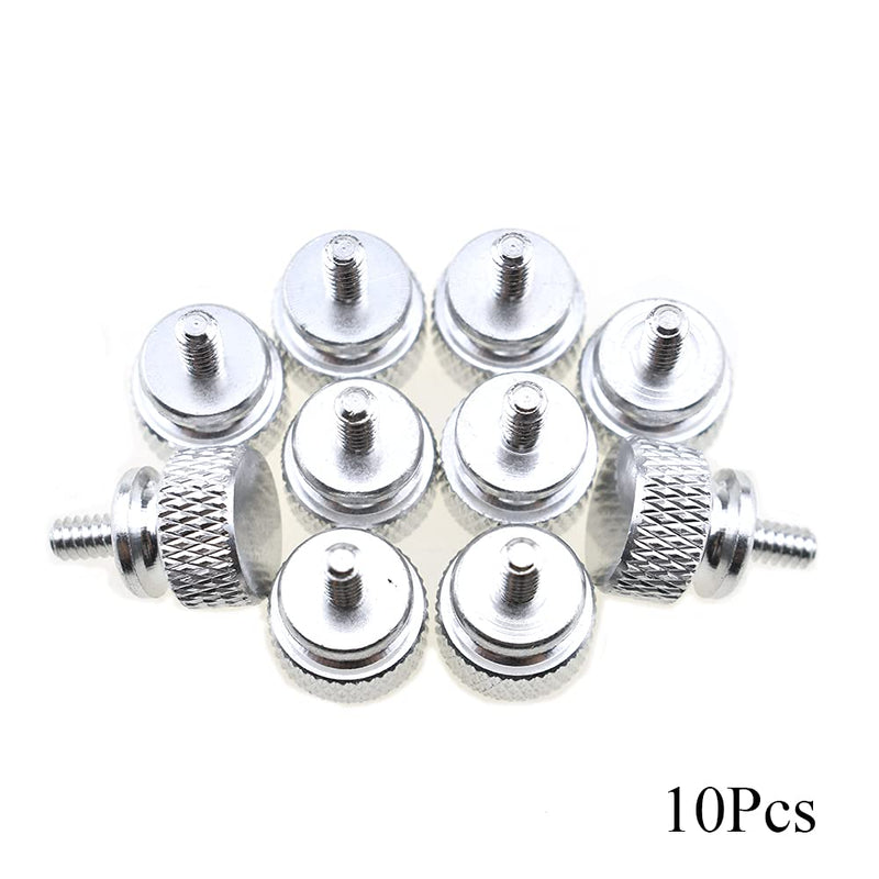  [AUSTRALIA] - Hahiyo Anodized Aluminum Thumbscrews 6#-32 Thread Size Large Knurled Head Cage Mounts Hand Tighten Easy to Grip and Turn Not Damage Inside Sturdy for Computer Case PCI Slot Motherboard Silver 10pcs 6#-32-Silver-10Pieces