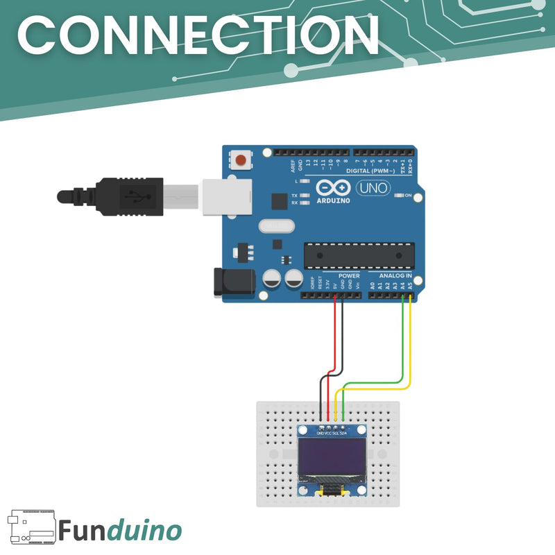  [AUSTRALIA] - Funduino 0.96 inch OLED display for Arduino and Raspberry Pi microcontrollers - SSD1306 driver chip, 128x64 resolution, I2C interface - 3 pieces