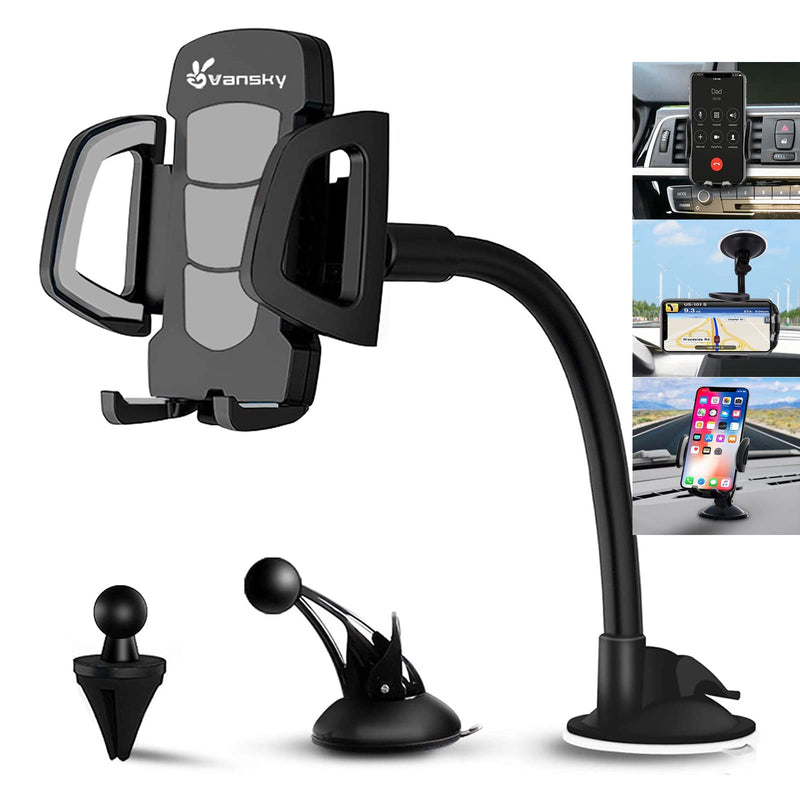  [AUSTRALIA] - Vansky Car Phone Holder Mount, 3-in-1 Universal Cell Phone Holder Car Air Vent Holder Dashboard Mount Windshield Mount for iPhone 12 11 X XR 7/7 Plus, Samsung Galaxy S9 LG Sony and More