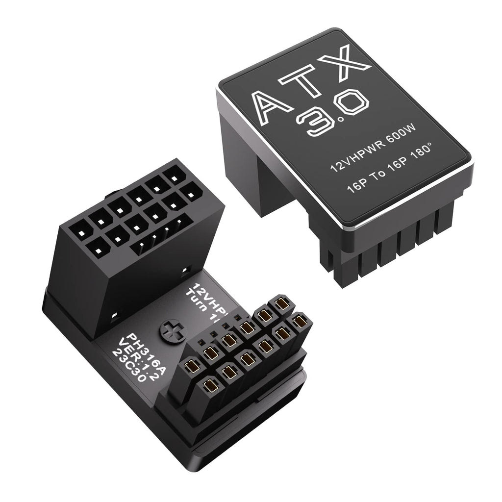  [AUSTRALIA] - 12VHPWR 180 Degree Angled Adapter: Aluminum ATX 3.0 16 Pin GPU Power Connector 600W Pcie5.0 Power Adapter for 12+4pin RTX 3090Ti 4070Ti 4080 4090 Graphic Card GPU (Type A) Type A