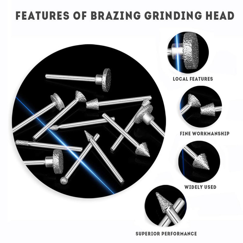  [AUSTRALIA] - Oudtinx 50pcs Diamond Coated Grinding Head Grinding Burrs Set for Dremel Rotary Tool