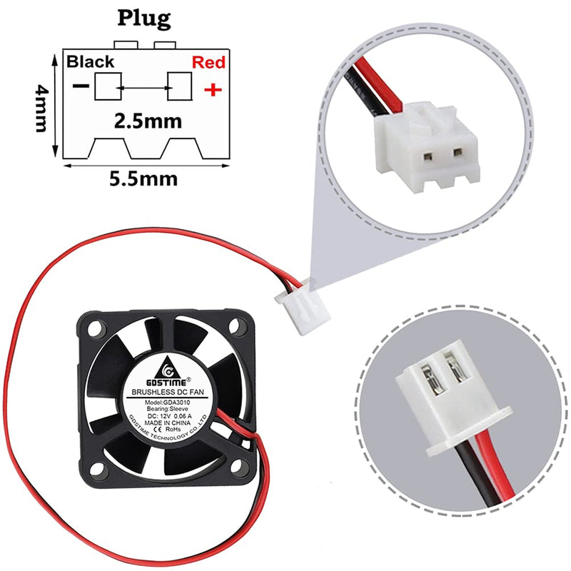  [AUSTRALIA] - GDSTIME 30mm x 30mm x 10mm 1 inch Small 12V DC Brushless Cooling Fan