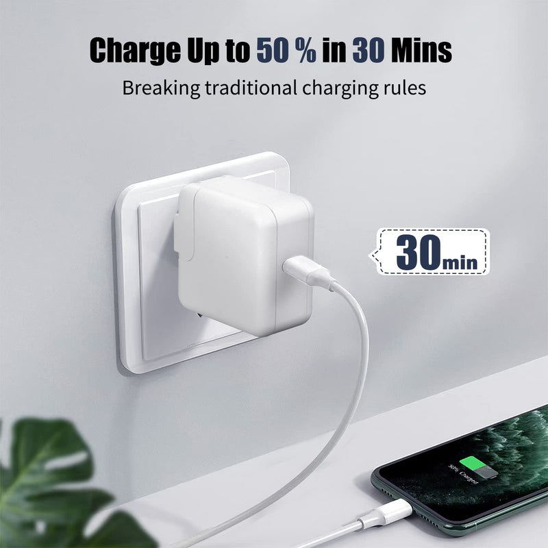  [AUSTRALIA] - 30W USB C Fast Charger, USB C Wall Charger Block with 6.6ft Charging Cable, Compact Power Adapter with Foldable Plug, for iPhone 13 Pro Max/13 Pro/13/13 Mini/12, Galaxy, Pixel 4/3, iPad/iPad Mini