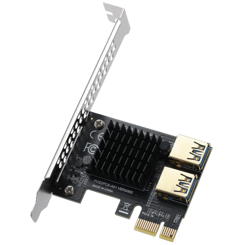  [AUSTRALIA] - MZHOU PCI-E 1 to 2 PCI-Express 16X Slots Riser Card - Higher Stability USB 3.0 Adapter Multiplier Card for Bitcoin Mining Compatible with Windows Linux Mac(No USB Cables) PCIE 1X to 2USB