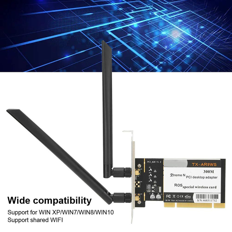  [AUSTRALIA] - WiFi Pcie Card, 802.11b/g/n 300Mbps Wireless Network Card, PCI Desktop Adapter for Desktop and Computer