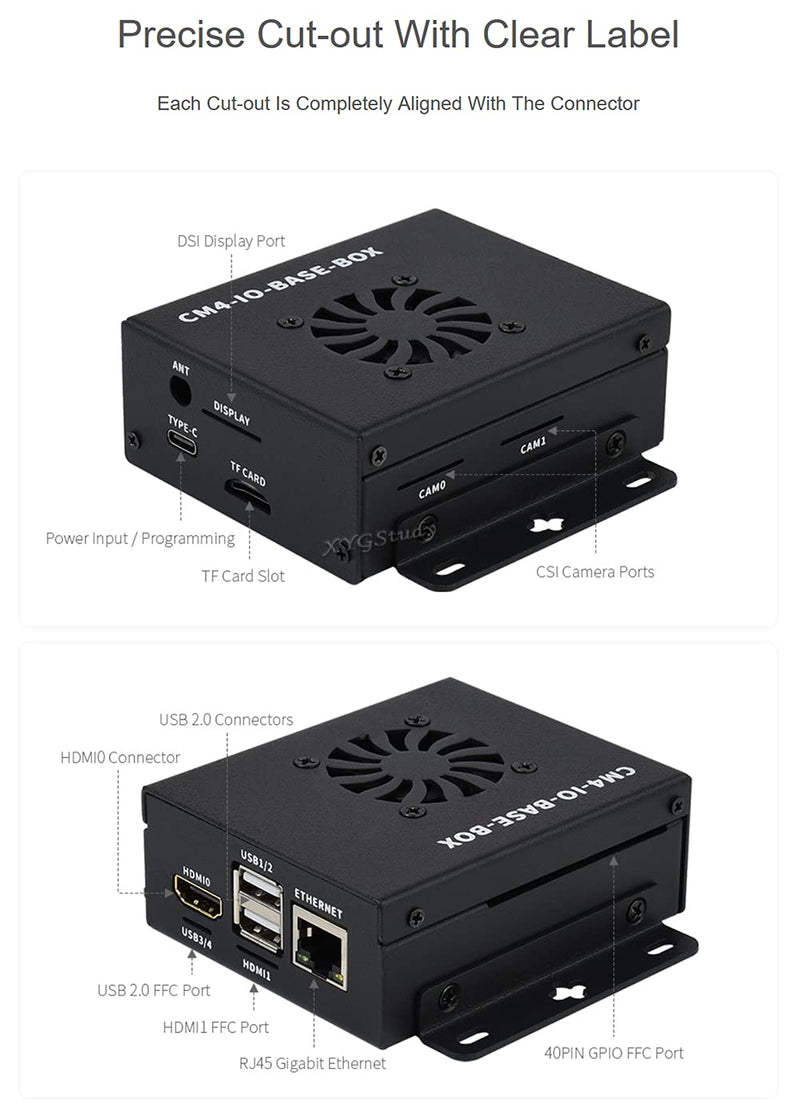  [AUSTRALIA] - Mini-Computer Based on Raspberry Pi Compute Module 4 (NOT Included) with Mini IO Board Full Ver and Metal Case and Cooling Fan @XYGStudy (CM4-IO-BASE-BOX-B) CM4-IO-BASE-BOX-B