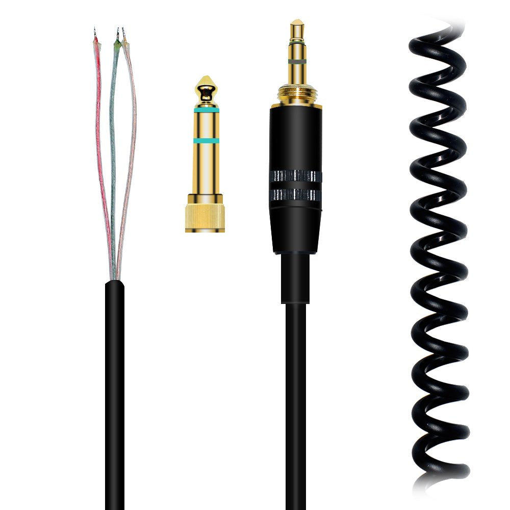  [AUSTRALIA] - Alitutumao Coiled Repair Cable Replacement Spring Cord with Gold Plated Connectors Compatible with Sony ATH-M50 ATH-M50s MDR-7506 7509 MDR-V6 V6 V600 V700 V900 Headphones 1/4-inch Adapter Included