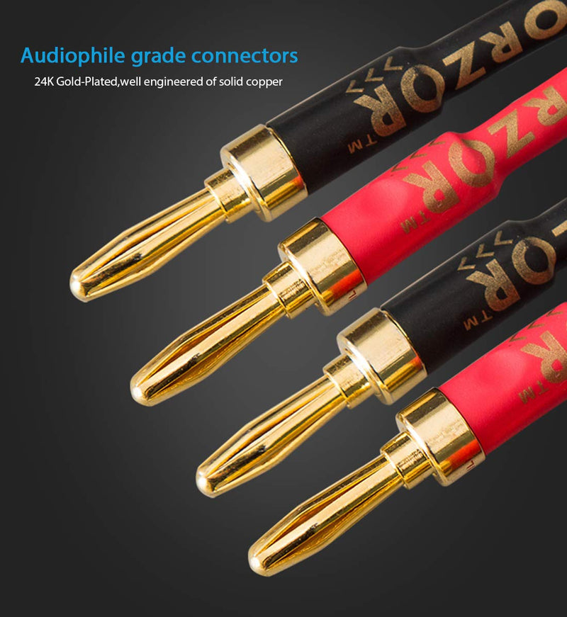 13AWG Audiophile Grade Speaker Wire with pre-Connected Dual Gold Plated Banana Plug Tips - Oxygen-Free Copper (OFC) Construction (1M(3.3FT)) 1M(3.3FT) - LeoForward Australia