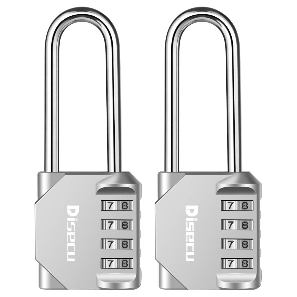  [AUSTRALIA] - Disecu 4 Digit Combination Lock 2.5 Inch Long Shackle Outdoor Waterproof Padlock for School Locker, Gym Locker, Hasp Storage, Fence, Gate, Cooler, Case (Silver, 2 Pack) Silver