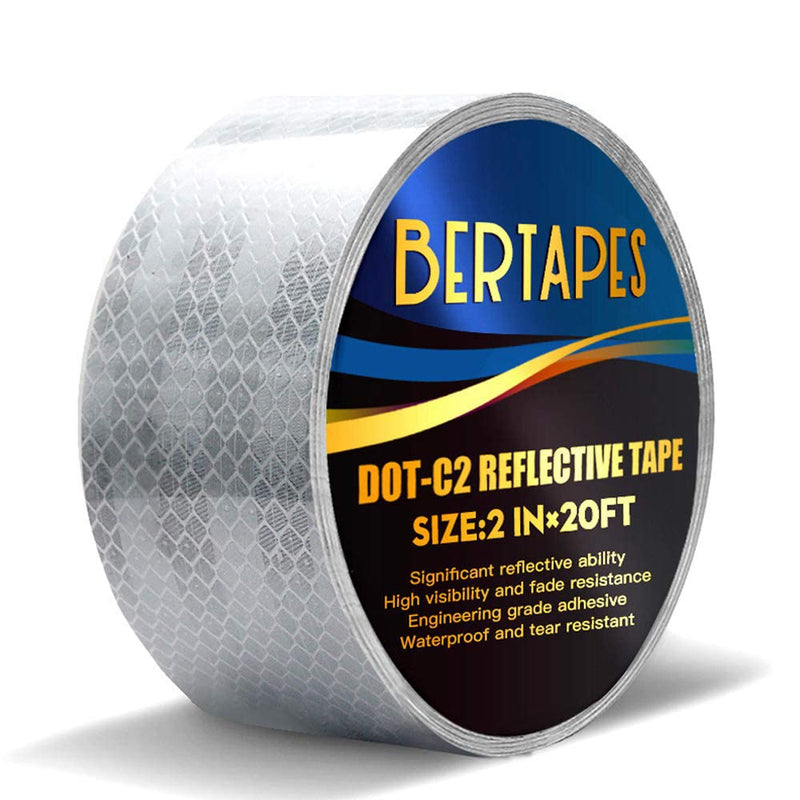  [AUSTRALIA] - Silver Reflective Tape,DOT-C2 Outdoor Safety Tape,High Viscosity, Waterproof, Fade Resistant,Durable,Reflector Conspicuity,Weather and Moisture Resistant,2 in × 20 FT