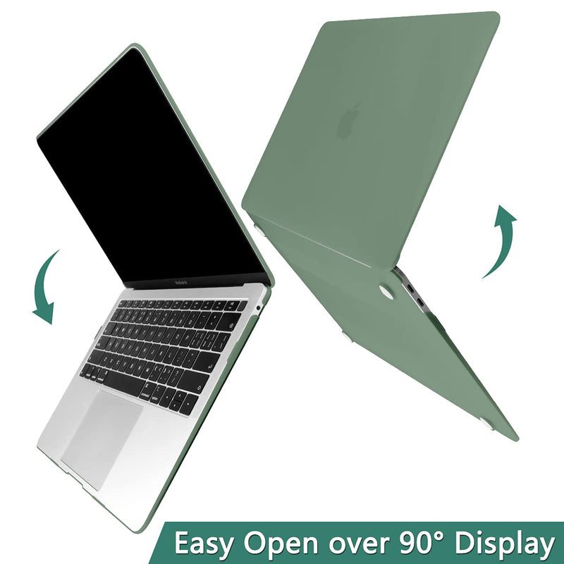  [AUSTRALIA] - DONGKE for MacBook Air 13 inch Case 2021 2020 2019 2018 Release A2337 M1 A2179 A1932, Plastic Hard Shell Case & Keyboard Cover Only Compatible with MacBook Air 13 inch Retina Fits Touch ID, Green Midnight Green 2