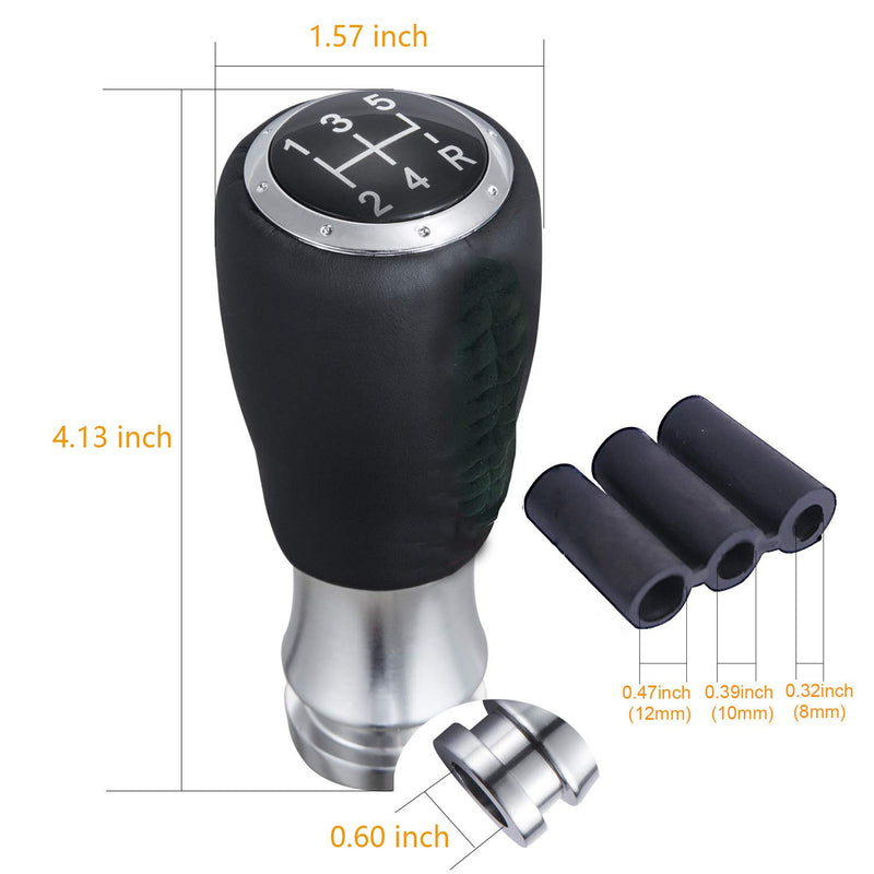  [AUSTRALIA] - Arenbel Shifter Knobs 5 Speed Leather Stick Shift Knobs Lever Gear Shifting Head fit Universal MT at Cars, Black