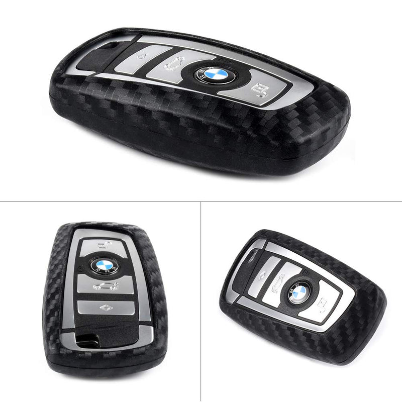 1797 Compatible Key Fob Cover for BMW Accessories 1 2 3 4 5 6 7 Series X1 X2 X3 X4 X5 X6 F30 F10 F01 G11 F15 F16 Case Holder Car Remote Chain Ring Shell Protector Women Men Silicone Carbon Fiber Black For BMW1 - LeoForward Australia