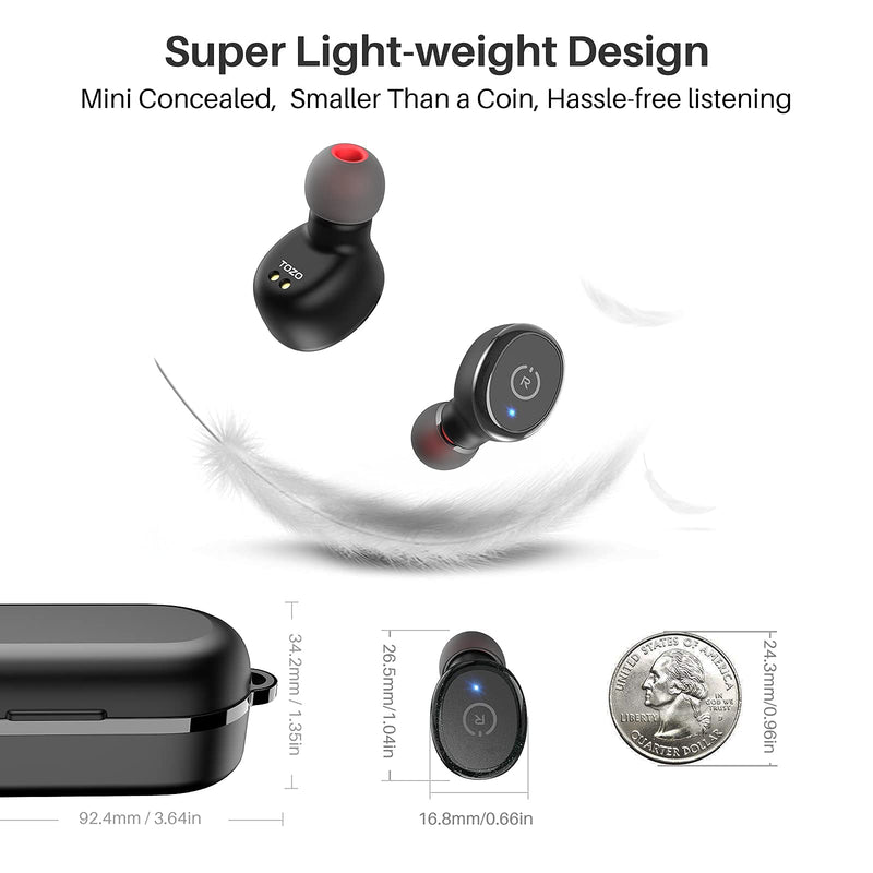  [AUSTRALIA] - TOZO T10 Bluetooth 5.0 Wireless Earbuds with Wireless Charging Case IPX8 Waterproof Stereo Headphones in Ear Built in Mic Headset Premium Sound with Deep Bass for Sport Black 1