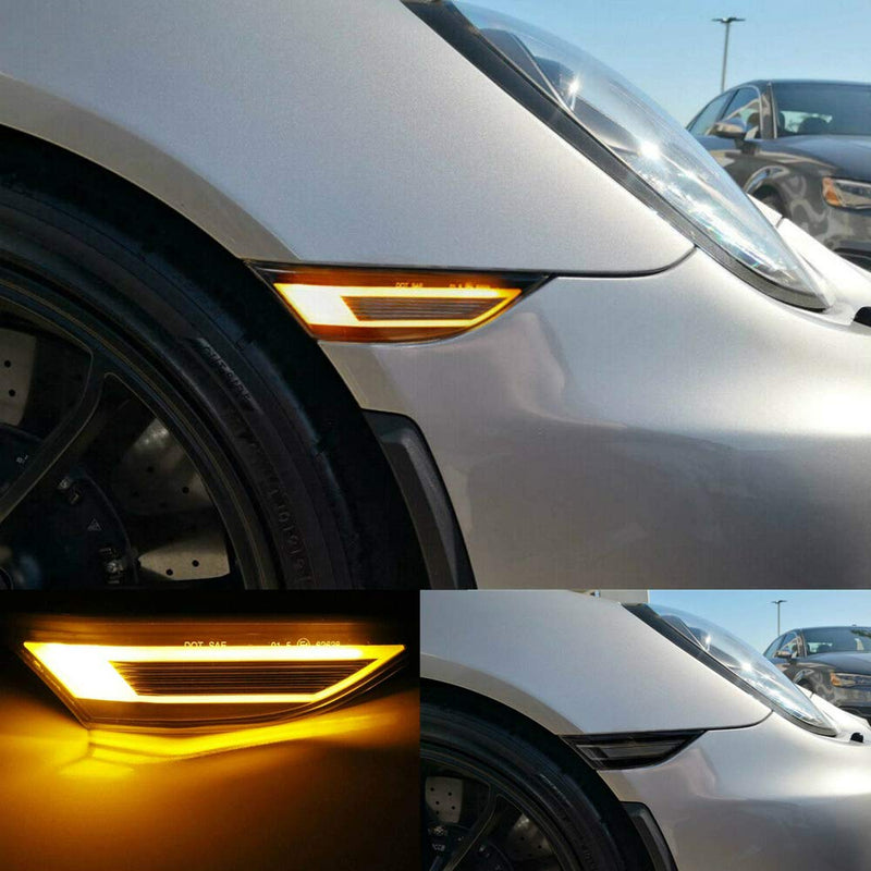 NSLUMO Led Side Marker Lights for Porsche 991 Carrera 981 982 Boxster 718 Cayman Clear Lens Amber LED Side Marker Assembly - LeoForward Australia